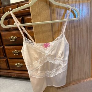 Edikted Ivory Lace Trim Satin Tank Top